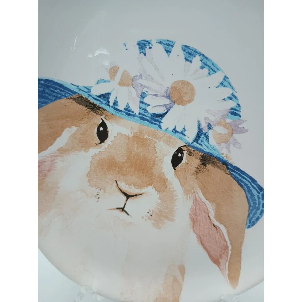 arlington designs easter Bunny Plate Egg Shaped Hat Daisies